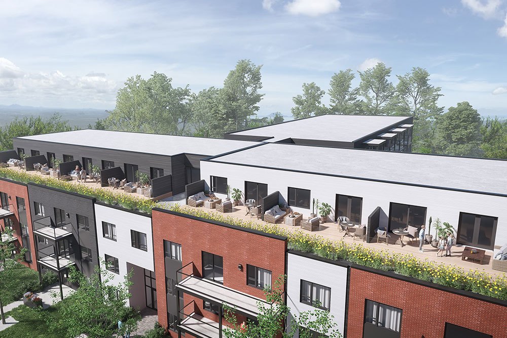 Vue du toit-terrasse du projet de condos locatifs Littera à Drummondville